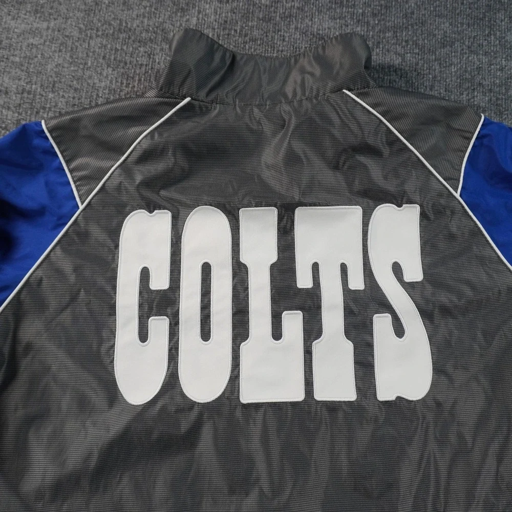 NFL Indianapolis Colts Windbreaker Mens XXL Gray Blue Quarter Zip Pullover Logo